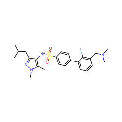 Cc1c(NS(=O)(=O)c2ccc(-c3cccc(CN(C)C)c3F)cc2)c(CC(C)C)nn1C ZINC000199941712