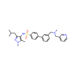 Cc1c(NS(=O)(=O)c2ccc(-c3cccc(CN(C)Cc4cccnc4)c3)cc2)c(CC(C)C)nn1C ZINC000199942117