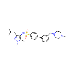 Cc1c(NS(=O)(=O)c2ccc(-c3cccc(CN4CCN(C)CC4)c3)cc2)c(CC(C)C)nn1C ZINC000199935031