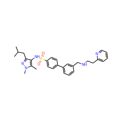 Cc1c(NS(=O)(=O)c2ccc(-c3cccc(CNCCc4ccccn4)c3)cc2)c(CC(C)C)nn1C ZINC000199947262