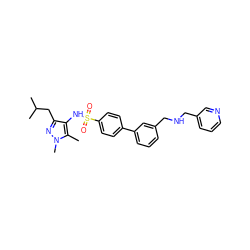 Cc1c(NS(=O)(=O)c2ccc(-c3cccc(CNCc4cccnc4)c3)cc2)c(CC(C)C)nn1C ZINC000199948072