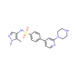 Cc1c(NS(=O)(=O)c2ccc(-c3ccnc(N4CCNCC4)c3)cc2)cnn1C ZINC000117350377