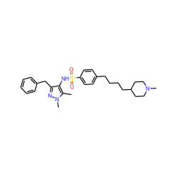 Cc1c(NS(=O)(=O)c2ccc(CCCCC3CCN(C)CC3)cc2)c(Cc2ccccc2)nn1C ZINC000199945810