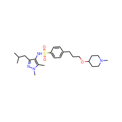 Cc1c(NS(=O)(=O)c2ccc(CCCOC3CCN(C)CC3)cc2)c(CC(C)C)nn1C ZINC001772640862