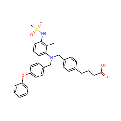 Cc1c(NS(C)(=O)=O)cccc1N(Cc1ccc(CCCC(=O)O)cc1)Cc1ccc(Oc2ccccc2)cc1 ZINC000028381306