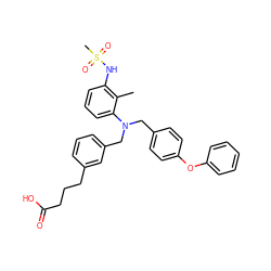 Cc1c(NS(C)(=O)=O)cccc1N(Cc1ccc(Oc2ccccc2)cc1)Cc1cccc(CCCC(=O)O)c1 ZINC000028380786