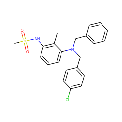 Cc1c(NS(C)(=O)=O)cccc1N(Cc1ccccc1)Cc1ccc(Cl)cc1 ZINC000026289366