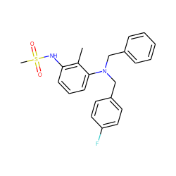 Cc1c(NS(C)(=O)=O)cccc1N(Cc1ccccc1)Cc1ccc(F)cc1 ZINC000026279932