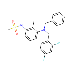 Cc1c(NS(C)(=O)=O)cccc1N(Cc1ccccc1)Cc1ccc(F)cc1F ZINC000026277143