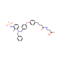 Cc1c(NS(C)(=O)=O)cccc1N(Cc1ccccc1)Cc1ccc(Oc2ccc(CCCC(=O)NCCC(=O)O)cc2)cc1 ZINC000096903278