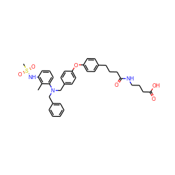 Cc1c(NS(C)(=O)=O)cccc1N(Cc1ccccc1)Cc1ccc(Oc2ccc(CCCC(=O)NCCCC(=O)O)cc2)cc1 ZINC000028364648