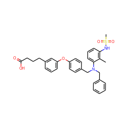 Cc1c(NS(C)(=O)=O)cccc1N(Cc1ccccc1)Cc1ccc(Oc2cccc(CCCC(=O)O)c2)cc1 ZINC000028359564