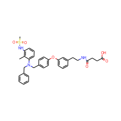 Cc1c(NS(C)(=O)=O)cccc1N(Cc1ccccc1)Cc1ccc(Oc2cccc(CCNC(=O)CCC(=O)O)c2)cc1 ZINC000028364040