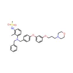 Cc1c(NS(C)(=O)=O)cccc1N(Cc1ccccc1)Cc1ccc(Oc2cccc(OCCCN3CCOCC3)c2)cc1 ZINC000028367184