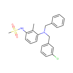 Cc1c(NS(C)(=O)=O)cccc1N(Cc1ccccc1)Cc1cccc(Cl)c1 ZINC000026288017