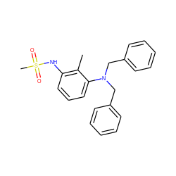 Cc1c(NS(C)(=O)=O)cccc1N(Cc1ccccc1)Cc1ccccc1 ZINC000012349532