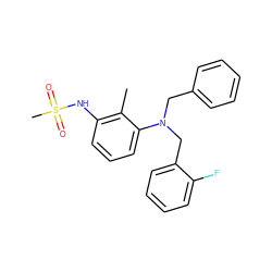 Cc1c(NS(C)(=O)=O)cccc1N(Cc1ccccc1)Cc1ccccc1F ZINC000026289726