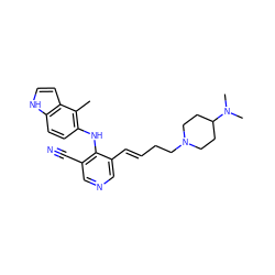 Cc1c(Nc2c(C#N)cncc2/C=C/CCN2CCC(N(C)C)CC2)ccc2[nH]ccc12 ZINC000045358092