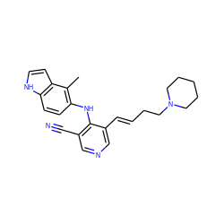 Cc1c(Nc2c(C#N)cncc2/C=C/CCN2CCCCC2)ccc2[nH]ccc12 ZINC000045348271