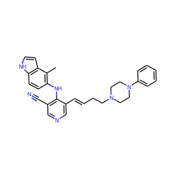 Cc1c(Nc2c(C#N)cncc2/C=C/CCN2CCN(c3ccccc3)CC2)ccc2[nH]ccc12 ZINC000045375352