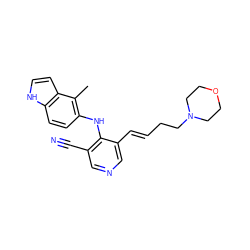 Cc1c(Nc2c(C#N)cncc2/C=C/CCN2CCOCC2)ccc2[nH]ccc12 ZINC000045351932