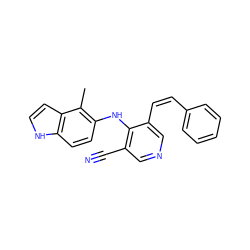 Cc1c(Nc2c(C#N)cncc2/C=C\c2ccccc2)ccc2[nH]ccc12 ZINC000045259553