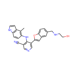 Cc1c(Nc2c(C#N)cncc2-c2cc3cc(CNCCO)ccc3o2)ccc2[nH]ccc12 ZINC000045285399