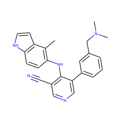 Cc1c(Nc2c(C#N)cncc2-c2cccc(CN(C)C)c2)ccc2[nH]ccc12 ZINC000045260724