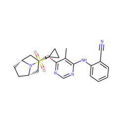 Cc1c(Nc2ccccc2C#N)ncnc1O[C@@H]1C[C@@H]2CC[C@H](C1)N2S(=O)(=O)C1CC1 ZINC000103232118