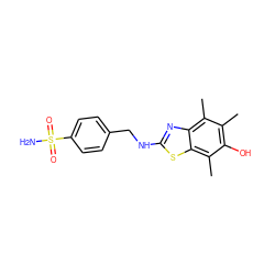 Cc1c(O)c(C)c2sc(NCc3ccc(S(N)(=O)=O)cc3)nc2c1C ZINC000000597083