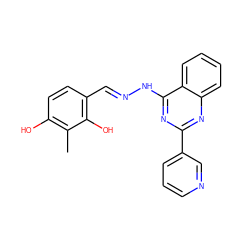 Cc1c(O)ccc(/C=N/Nc2nc(-c3cccnc3)nc3ccccc23)c1O ZINC000004851671