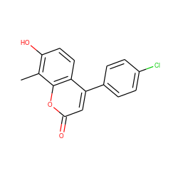 Cc1c(O)ccc2c(-c3ccc(Cl)cc3)cc(=O)oc12 ZINC000205875128