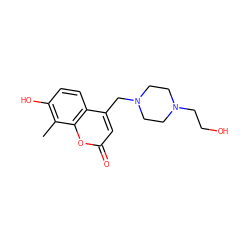 Cc1c(O)ccc2c(CN3CCN(CCO)CC3)cc(=O)oc12 ZINC000019371265