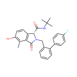 Cc1c(O)ccc2c1C(=O)N(Cc1ccccc1-c1ccc(F)cc1)[C@H]2C(=O)NC(C)(C)C ZINC000141299493