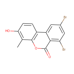 Cc1c(O)ccc2c1oc(=O)c1c(Br)cc(Br)cc12 ZINC000028572002