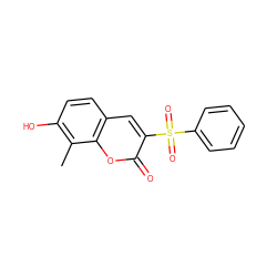 Cc1c(O)ccc2cc(S(=O)(=O)c3ccccc3)c(=O)oc12 ZINC000006736738