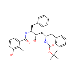 Cc1c(O)cccc1C(=O)N[C@@H](Cc1ccccc1)[C@@H](O)C[C@H](Cc1ccccc1)NC(=O)OC(C)(C)C ZINC000026657023