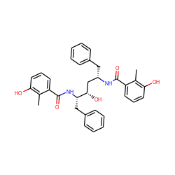 Cc1c(O)cccc1C(=O)N[C@@H](Cc1ccccc1)C[C@H](O)[C@H](Cc1ccccc1)NC(=O)c1cccc(O)c1C ZINC000029463405