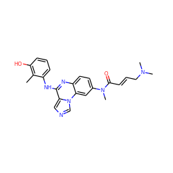 Cc1c(O)cccc1Nc1nc2ccc(N(C)C(=O)/C=C/CN(C)C)cc2n2cncc12 ZINC000073198449