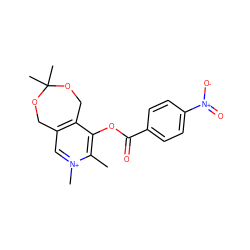 Cc1c(OC(=O)c2ccc([N+](=O)[O-])cc2)c2c(c[n+]1C)COC(C)(C)OC2 ZINC000003672651