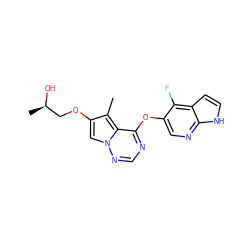 Cc1c(OC[C@@H](C)O)cn2ncnc(Oc3cnc4[nH]ccc4c3F)c12 ZINC000029046175