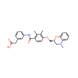 Cc1c(OC[C@@H]2CN(C)c3ccccc3O2)ccc(C(=O)Nc2cccc(CC(=O)O)c2)c1C ZINC000038335733