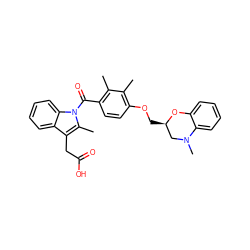 Cc1c(OC[C@@H]2CN(C)c3ccccc3O2)ccc(C(=O)n2c(C)c(CC(=O)O)c3ccccc32)c1C ZINC000034251073