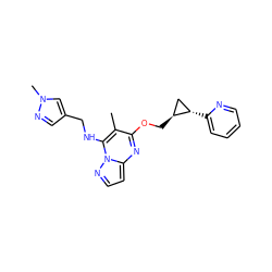 Cc1c(OC[C@H]2C[C@@H]2c2ccccn2)nc2ccnn2c1NCc1cnn(C)c1 ZINC000148636549