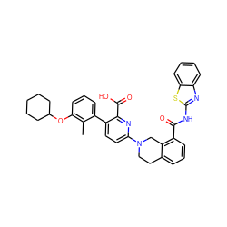 Cc1c(OC2CCCCC2)cccc1-c1ccc(N2CCc3cccc(C(=O)Nc4nc5ccccc5s4)c3C2)nc1C(=O)O ZINC000144559565