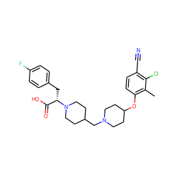 Cc1c(OC2CCN(CC3CCN([C@@H](Cc4ccc(F)cc4)C(=O)O)CC3)CC2)ccc(C#N)c1Cl ZINC000095572654