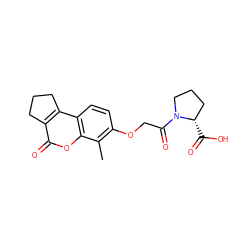 Cc1c(OCC(=O)N2CCC[C@@H]2C(=O)O)ccc2c3c(c(=O)oc12)CCC3 ZINC000004064415