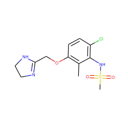 Cc1c(OCC2=NCCN2)ccc(Cl)c1NS(C)(=O)=O ZINC000049952320