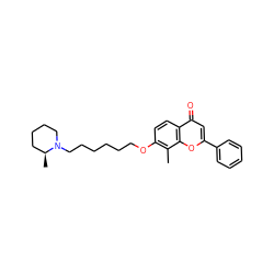 Cc1c(OCCCCCCN2CCCC[C@@H]2C)ccc2c(=O)cc(-c3ccccc3)oc12 ZINC000096271271