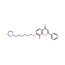 Cc1c(OCCCCCCN2CCCC2)ccc2c(=O)cc(-c3ccccc3)oc12 ZINC000096271273